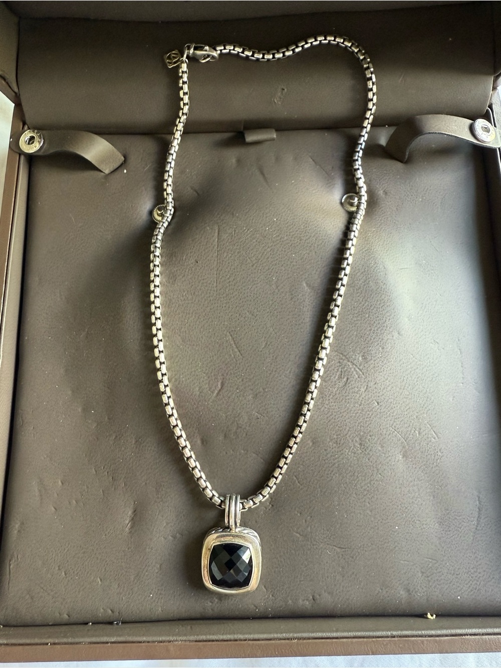 David Yurman Sterling Necklace with Black Pendant